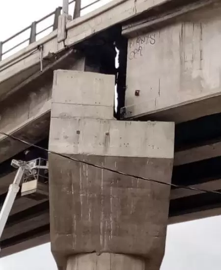 Trabajos de rehabilitaci�n en puente El Chaparral