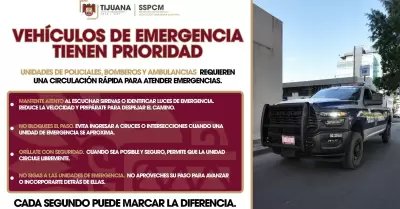 Exhorta SSPCM Tijuana a ceder el paso a veh�culos de emergencia para garantizar 