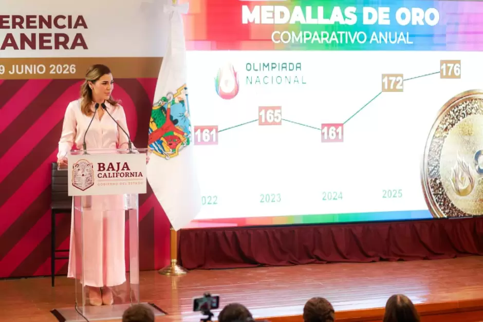 Reconoce gobernadora Marina del Pilar liderazgo de Baja California en el top tres de la Olimpiada Nacional