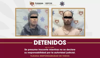 Detienen a dos presuntos responsables de extorsi�n y robo con violencia a comerc