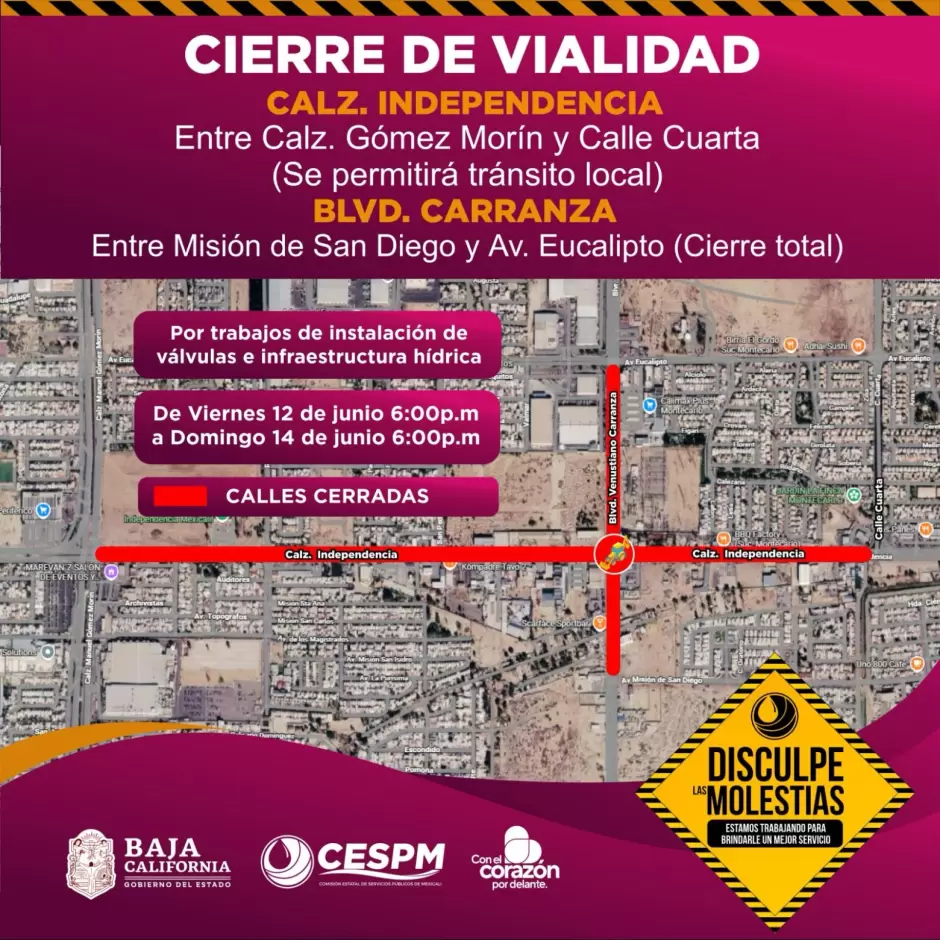 Obras de infraestructura hídrica en Carranza y calzada Independencia este fin de semana
