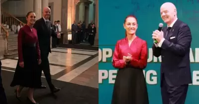 Claudia Sheinbaum en cena de gala de la FIFA