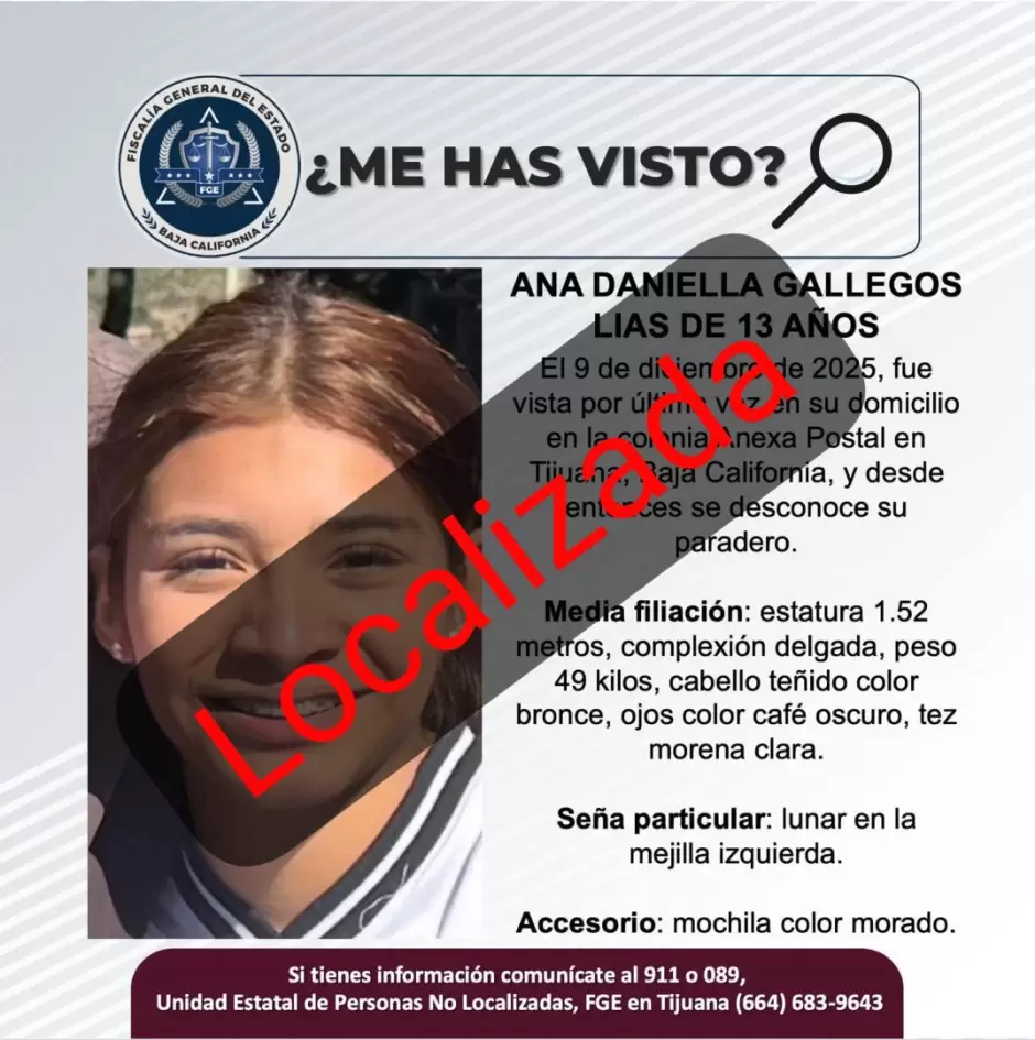 Encuentran sana y salva a adolescente con reporte de desaparici�n