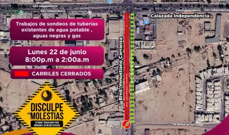 Trabajos nocturnos con sondeos de infraestructura subterr�nea en bulevar Carranz