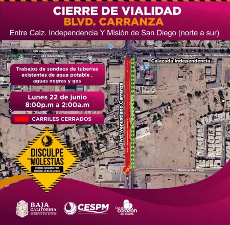Trabajos nocturnos con sondeos de infraestructura subterr�nea en bulevar Carranz
