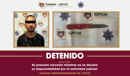 Detienen a hombre por presuntas lesiones con arma punzocortante en la colonia So