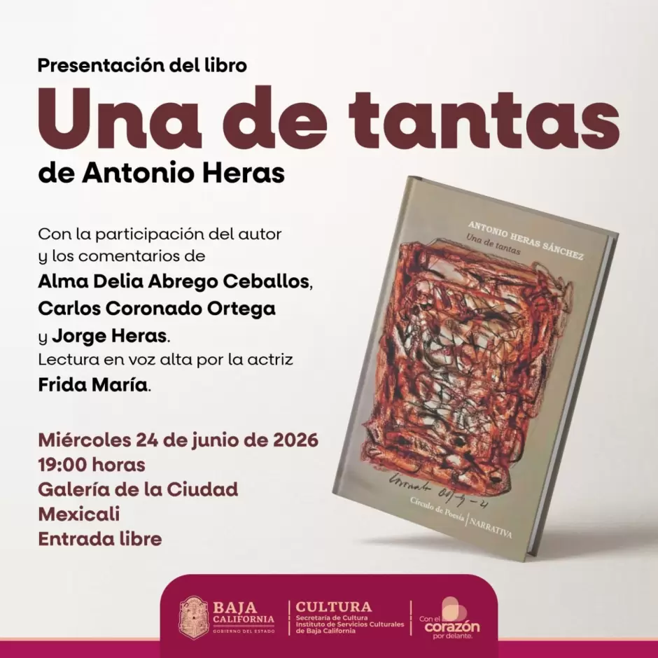Presentará Antonio Heras su novela "Una de tantas" en la Galería de la Ciudad