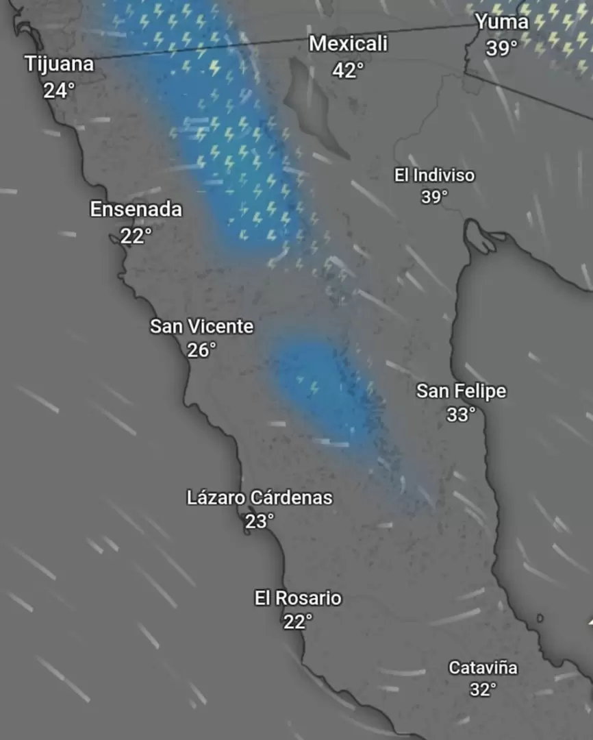 Protección Civil alerta por probabilidad de lluvias, tormentas eléctricas y fuertes vientos en Baja California