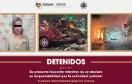 Detienen agentes municipales a conductora por manejar en estado de ebriedad tras chocar contra un veh�culo estacionado e incendiarse su unidad