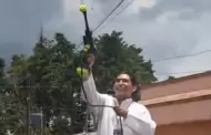 VIDEO �Bendici�n a presi�n! Sacerdote lanza agua bendita con hidrolavadora