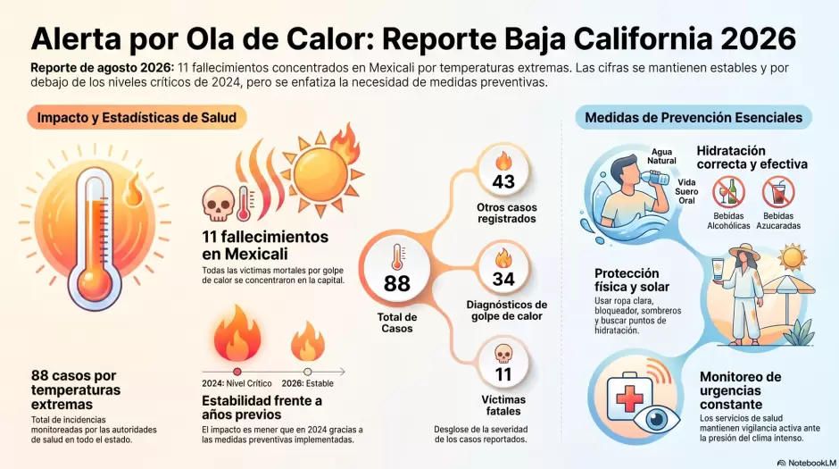 Ola de calor deja 11 víctimas fatales en Baja California.
