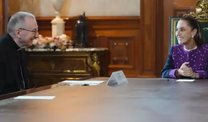 Claudia Sheinbaum recibe en Palacio Nacional al cardenal Pietro Parolin