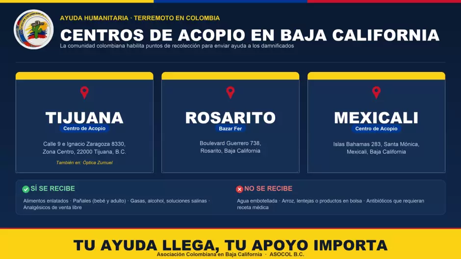 Colombianos en Baja California se organizan para ayudar a damnificados por terremoto en su país