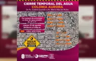 CESPM realizar� cierre temporal de agua potable en la colonia Aurora por trabajos de entronque