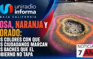 Rosa, naranja y dorado: los colores con que los ciudadanos marcan los baches que el gobierno no tapa