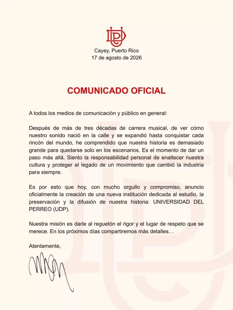 Comunicado Universidad del Perreo