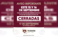 Suspender� Gobierno de Tijuana labores los d�as 15 y 16 de septiembre por festividades conmemorativas de la Independencia de M�xico