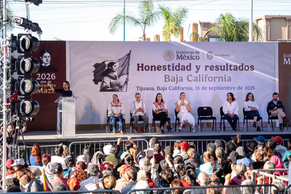 Acompaña Burgueño a Sheinbaum en su visita a Tijuana por la gira 'Honestidad y Resultados'.