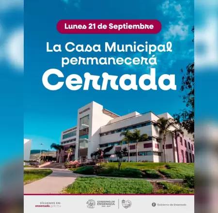 Lunes 21 de septiembre ser� d�a inh�bil para personal del Gobierno de Ensenada.
