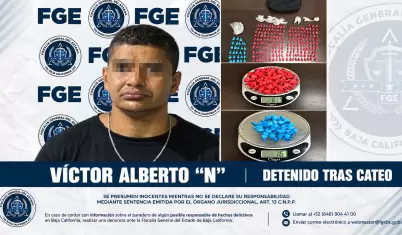 FGE BC asegura drogas durante cateo en la Zona Centro de Tijuana.