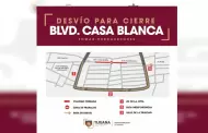 Informa XXV Ayuntamiento de Tijuana cierre vial en un tramo del bulevar Casa Blanca