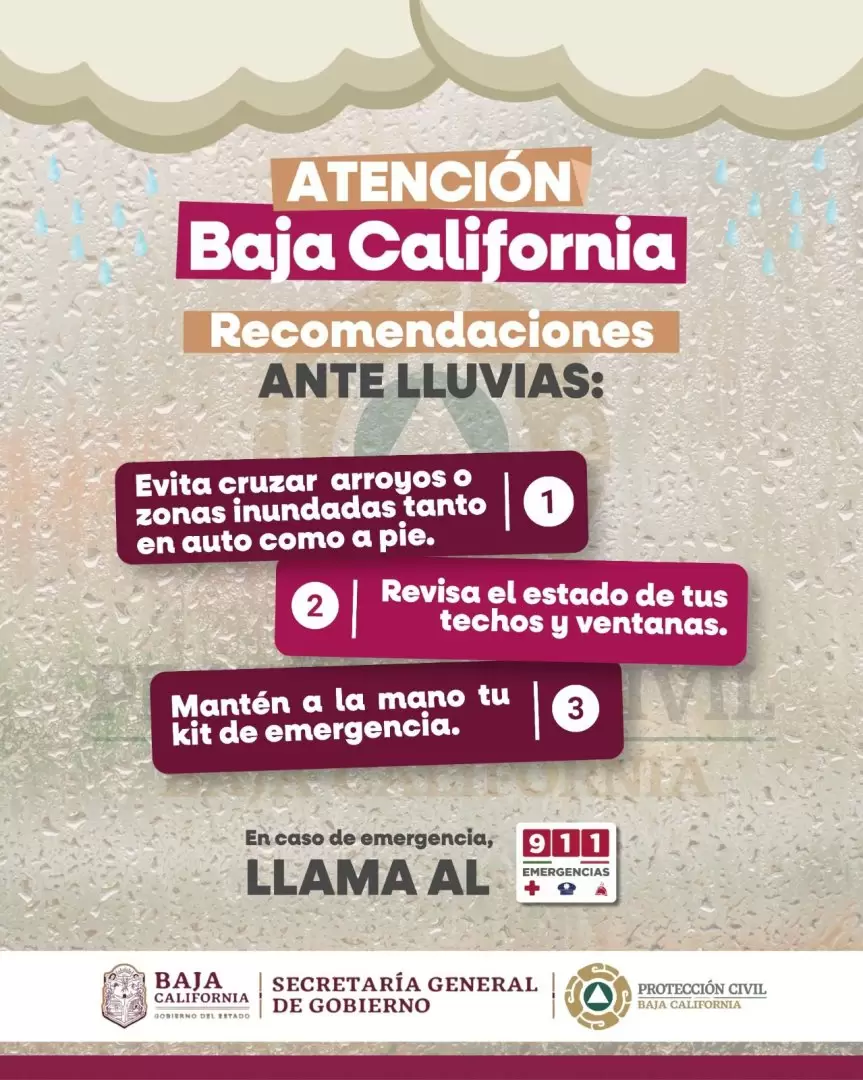 Reitera Protección Civil pronóstico de lluvias fuertes