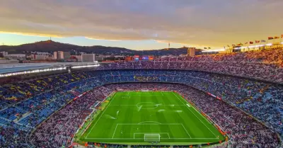 Vista a�rea del estadio Nou Camp, en Barcelona, Espa�a.