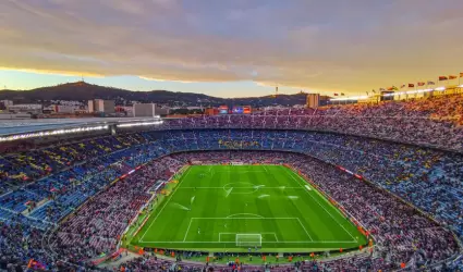 Vista a�rea del estadio Nou Camp, en Barcelona, Espa�a.