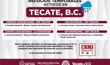Activa Rom�n Cota refugios temporales en Tecate para proteger a las familias ant