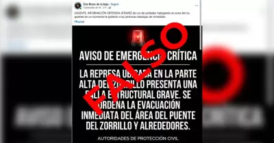 Falsa alerta sobre represa en El Zorrillo