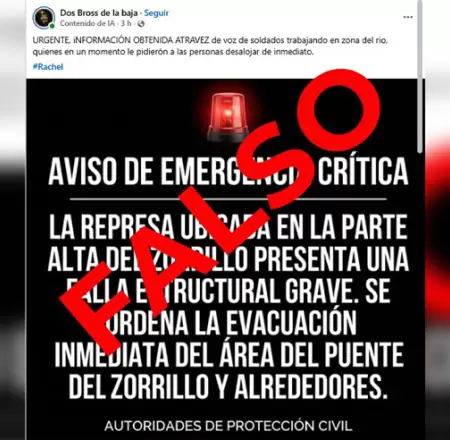 Falsa alerta sobre represa en El Zorrillo