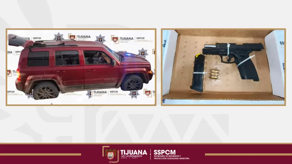 Detenidos por posesión de vehículo con predenuncia de robo y portación de arma de fuego