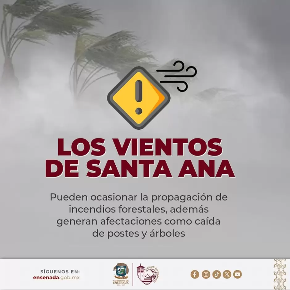 Pronóstico de vientos por condición Santa Ana