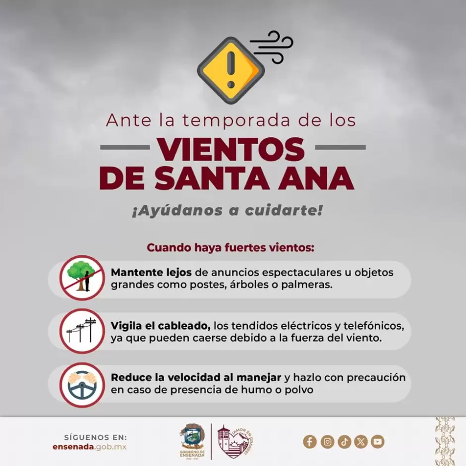 Pronóstico de vientos por condición Santa Ana