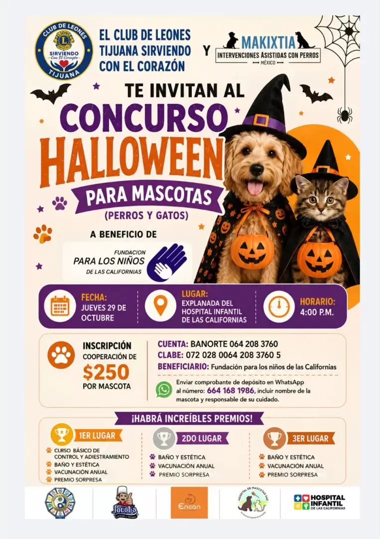 Invita la Fundación para los Niños de las Californias a concurso de disfraces para mascotas