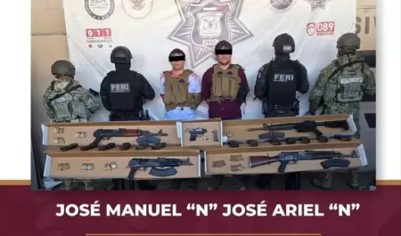 Detiene FESC a dos hombres y asegura armas, chalecos bal�sticos y "ponchallantas