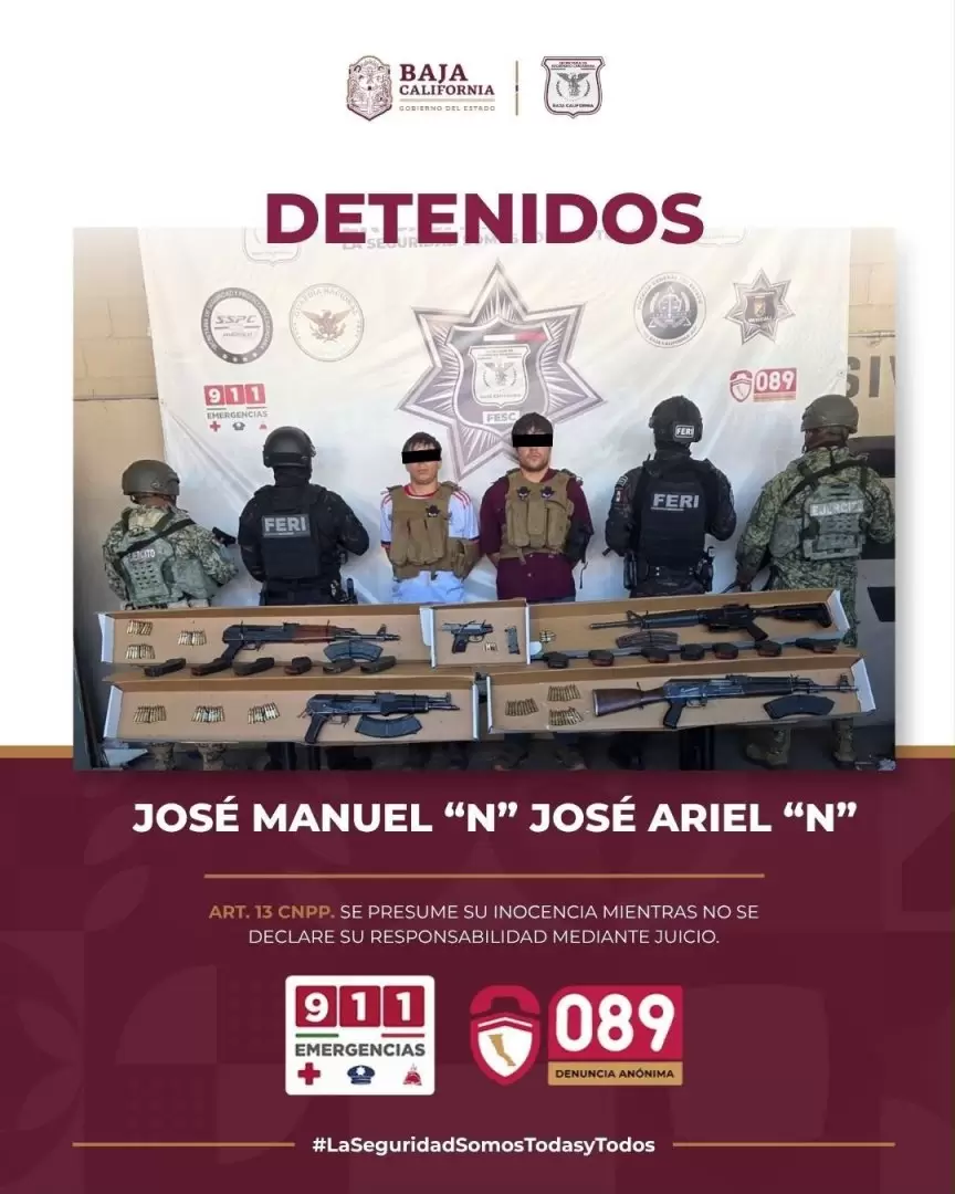 Detiene FESC a dos hombres y asegura armas, chalecos bal�sticos y "ponchallantas" en La Rumorosa