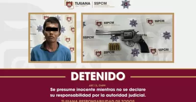 Detiene Polic�a Municipal a hombre en posesi�n de un arma tipo rev�lver
