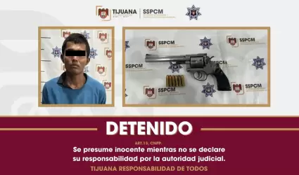 Detiene Polic�a Municipal a hombre en posesi�n de un arma tipo rev�lver